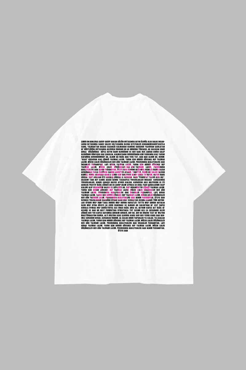 Sansar Salvo Baskılı Oversize Unisex Beyaz Tshirt