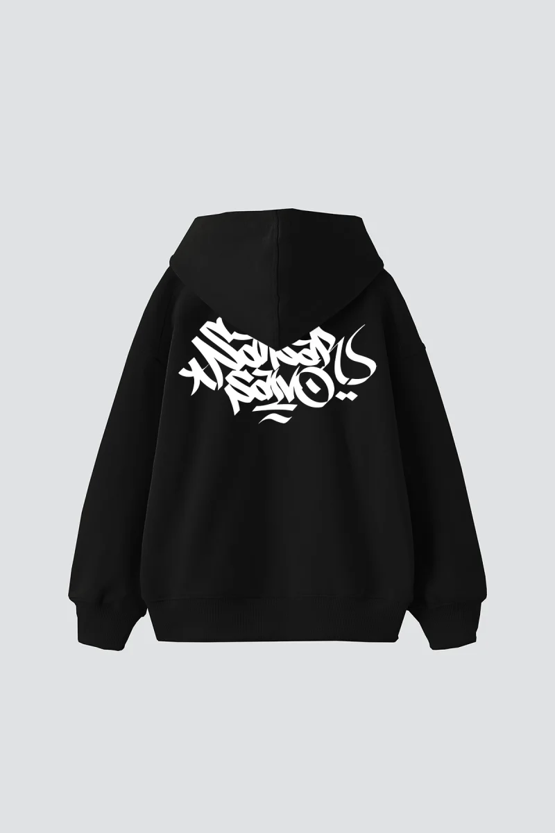 Sansar Salvo Baskılı Oversize Unisex Siyah Hoodie