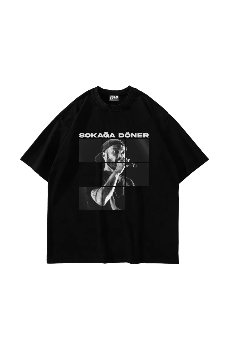 Sansar Salvo Baskılı Oversize Unisex Siyah Tshirt