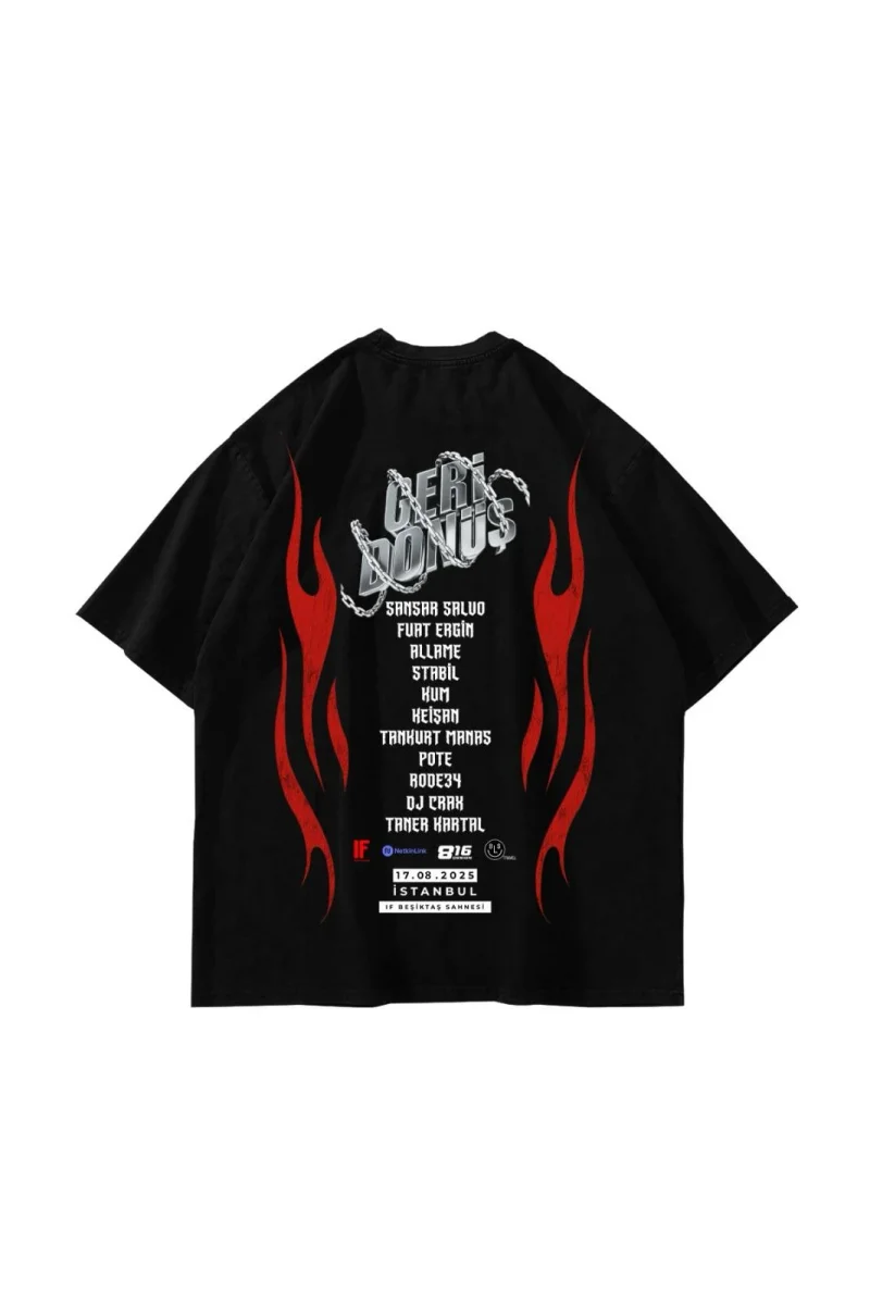 Sansar Salvo Baskılı Oversize Unisex Siyah Tshirt