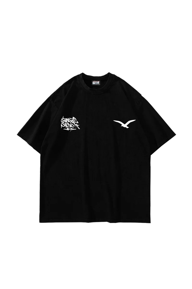 Sansar Salvo Baskılı Oversize Unisex Siyah Tshirt