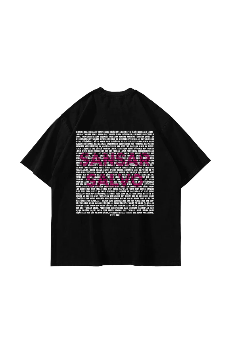 Sansar Salvo Baskılı Oversize Unisex Siyah Tshirt