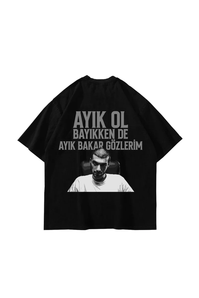 Sansar Salvo Baskılı Oversize Unisex Siyah Tshirt