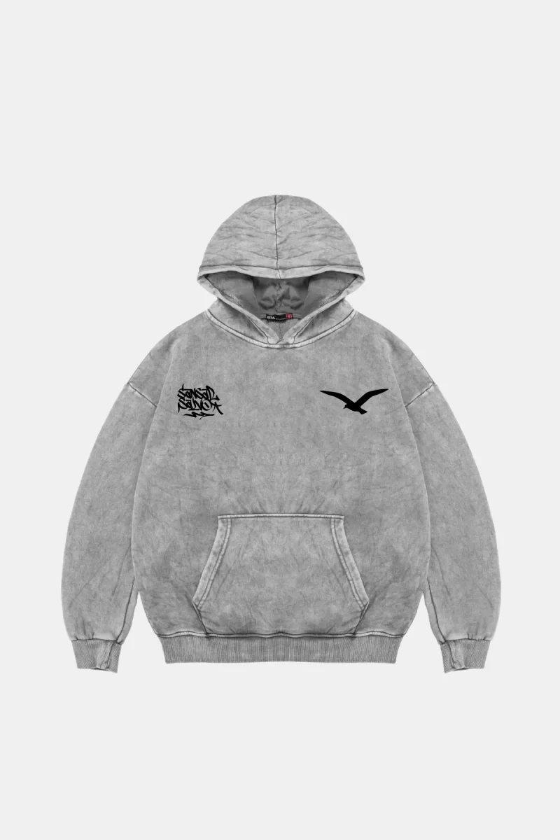 Sansar Salvo Oversize Unisex Yıkamalı Beyaz Hoodie