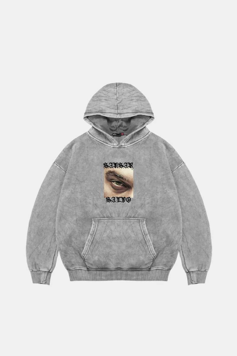 Sansar Salvo Oversize Unisex Yıkamalı Beyaz Hoodie