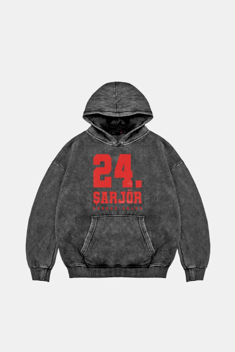 Sansar Salvo Oversize Unisex Yıkamalı Siyah Hoodie