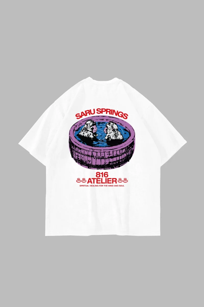 Saru Springs Sırt Baskılı Beyaz Oversize Tshirt
