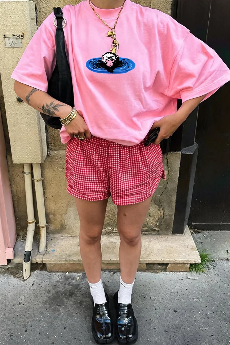 Saru Springs Sırt Baskılı Pembe Oversize Tshirt