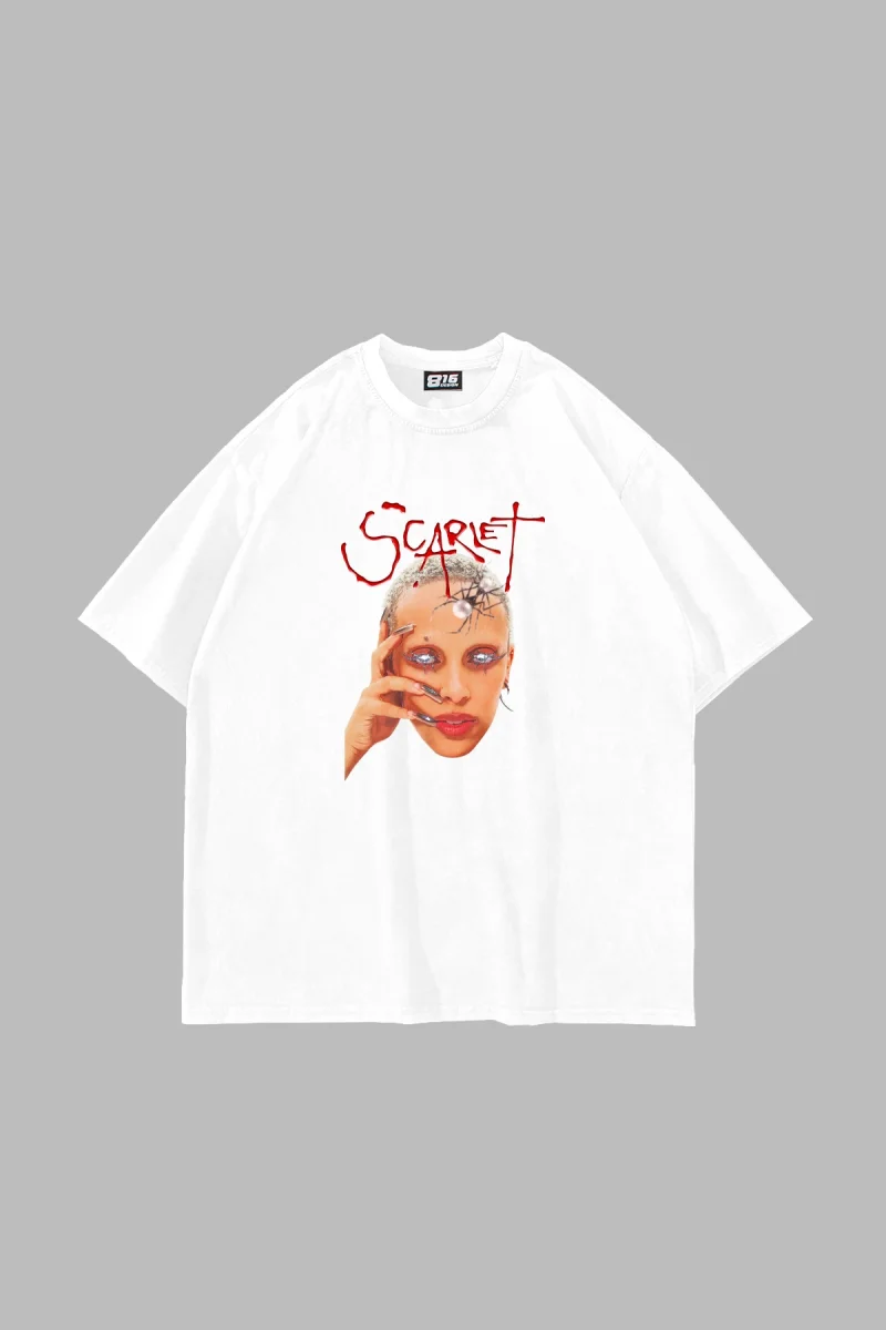 Scarlet Doja Cat Baskılı Oversize Unisex Beyaz Tshirt