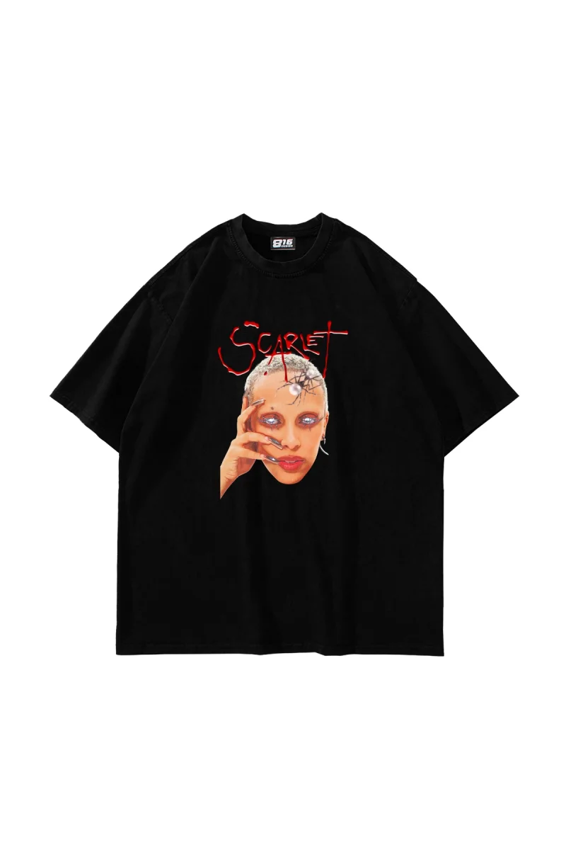 Scarlet Doja Cat Baskılı Oversize Unisex Siyah Tshirt