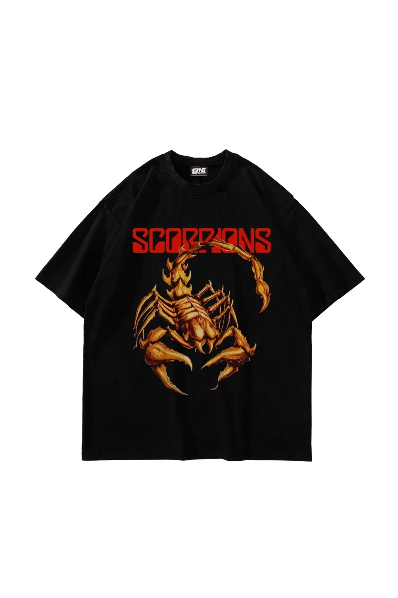 Scorpion Ön Baskılı Siyah Premium Oversize Unisex Tshirt