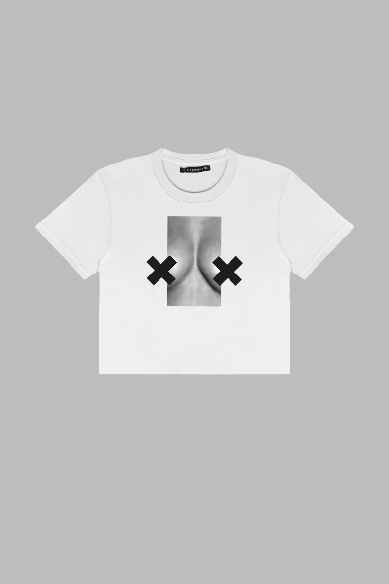 Send Nudes Baskılı Beyaz Crop Top