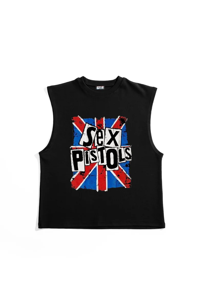 Sex Pistols Baskılı Siyah Sıfır Kol Tişört