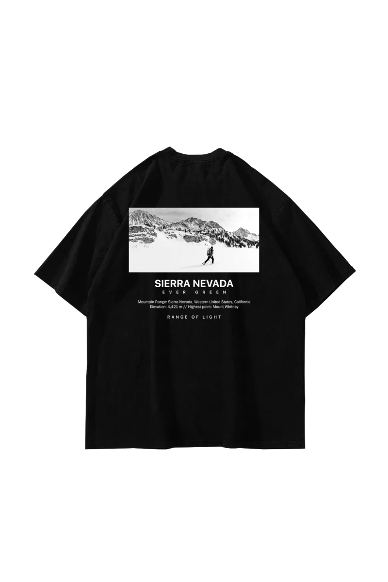 Sierra Nevada Baskılı Oversize Unisex Siyah Tshirt