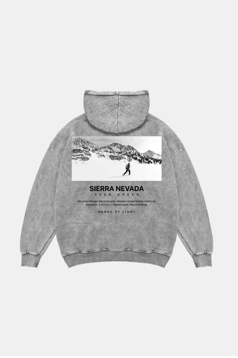 Sierra Nevada Oversize Unisex Yıkamalı Beyaz Hoodie
