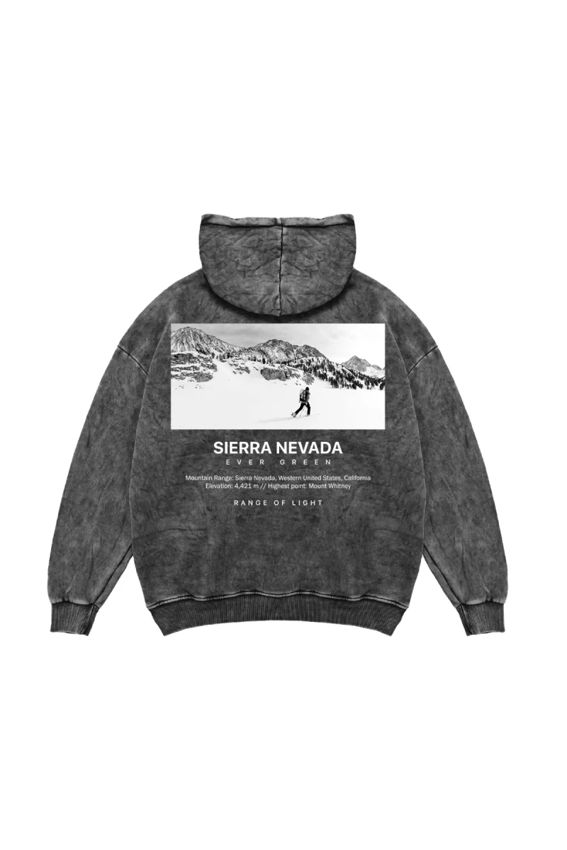 Sierra Nevada Oversize Unisex Yıkamalı Siyah Hoodie