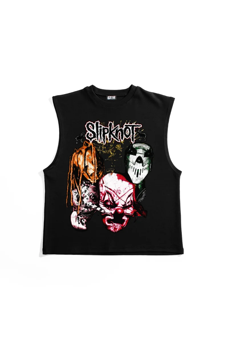 Slipknot Spit It Out Baskılı Siyah Sıfır Kol Tshirt