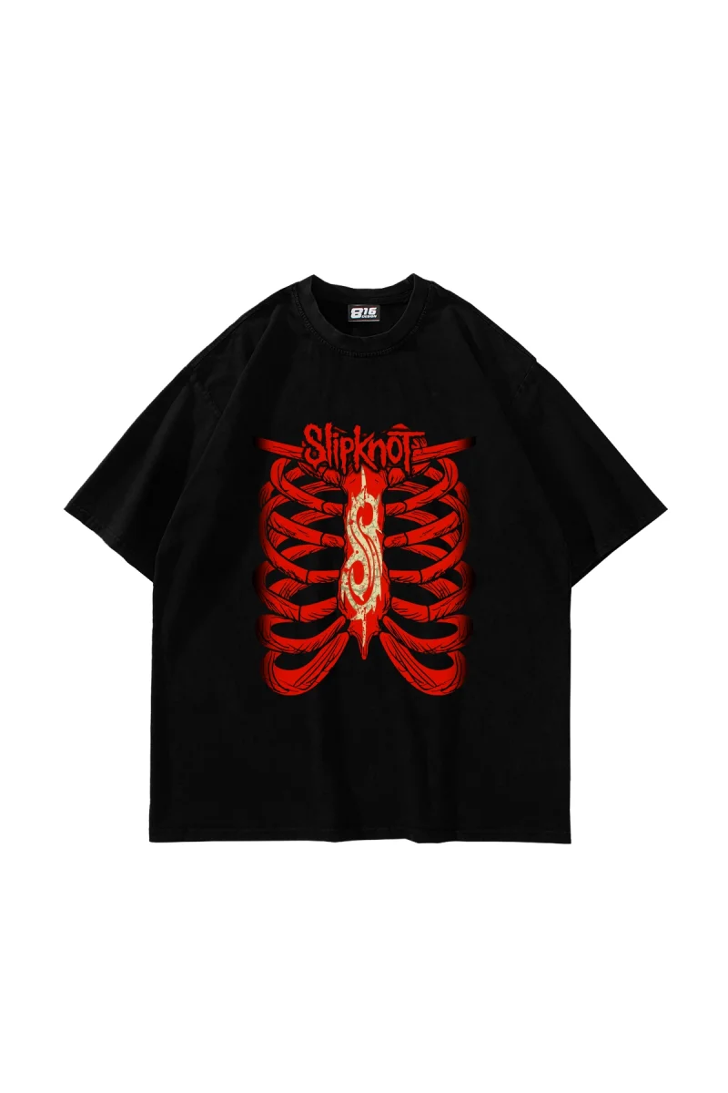 Slipknot Red Baskılı Oversize Unisex Siyah Tshirt
