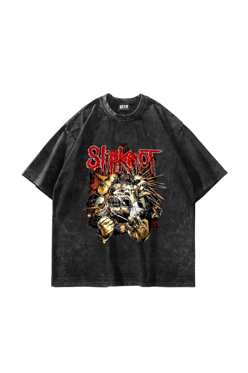Slipknot Zombie Baskılı Yıkamalı Oversize Unisex Tshirt