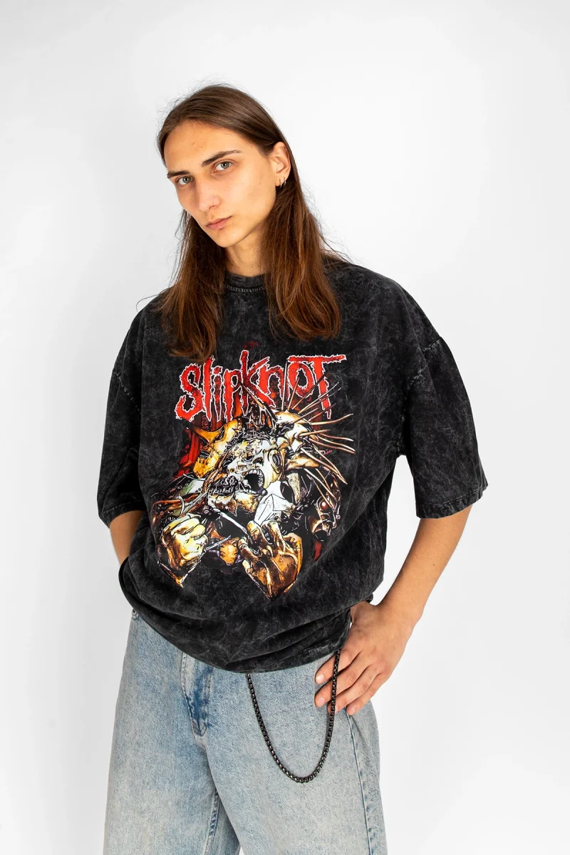 Slipknot Zombie Baskılı Yıkamalı Oversize Unisex Tshirt