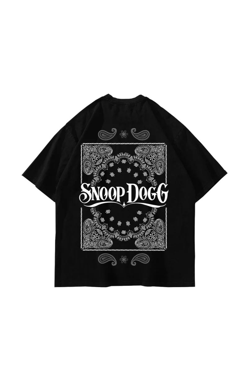 Snoop Dogg Baskılı Oversize Unisex Siyah Tshirt