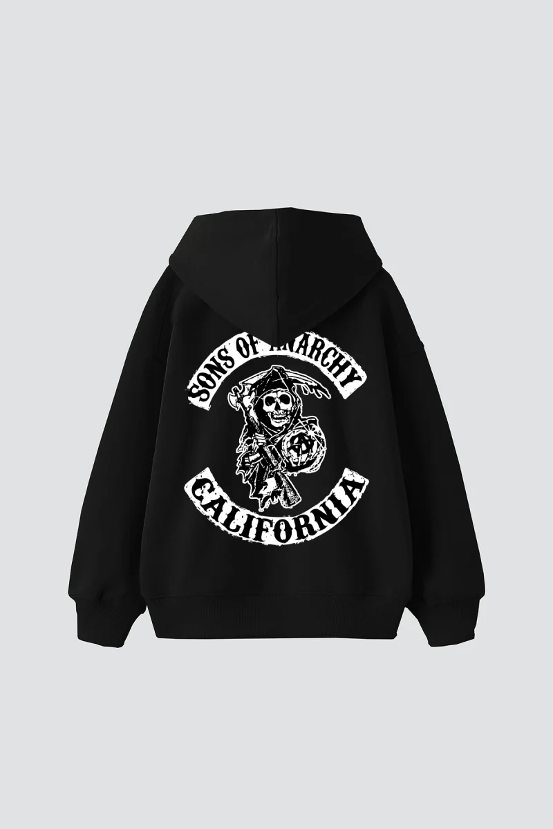 Sons Of Anarchy Baskılı Oversize Unisex Siyah Hoodie