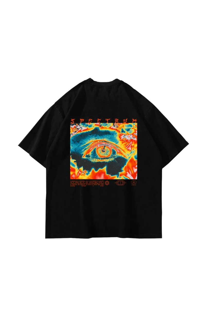 Spectrum Baskılı Siyah Oversize Unisex Tshirt