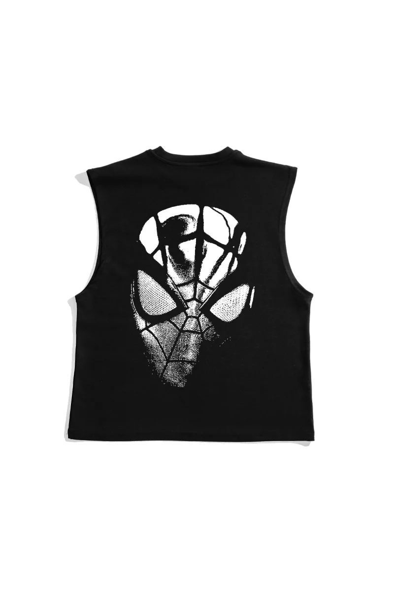 Spider Graphic Baskılı Siyah Sıfır Kol Tshirt