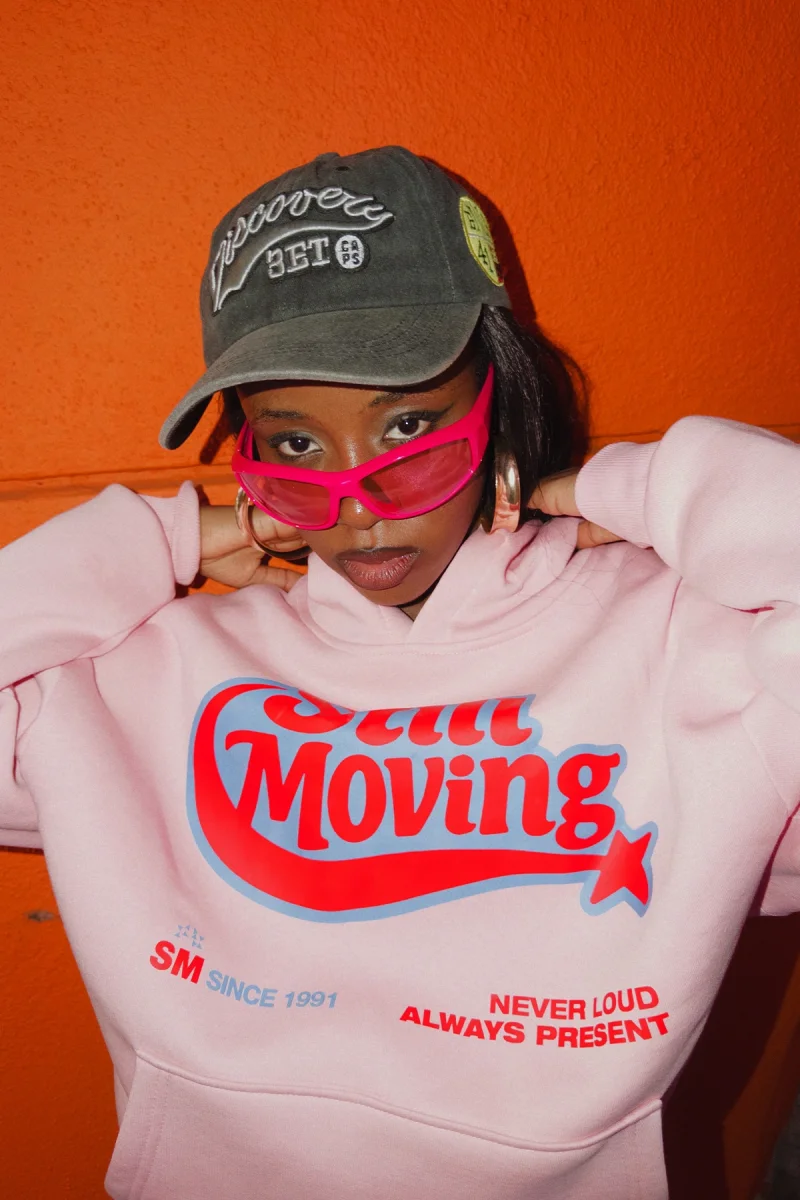 Still Moving Baskılı Oversize Unisex Pembe Hoodie