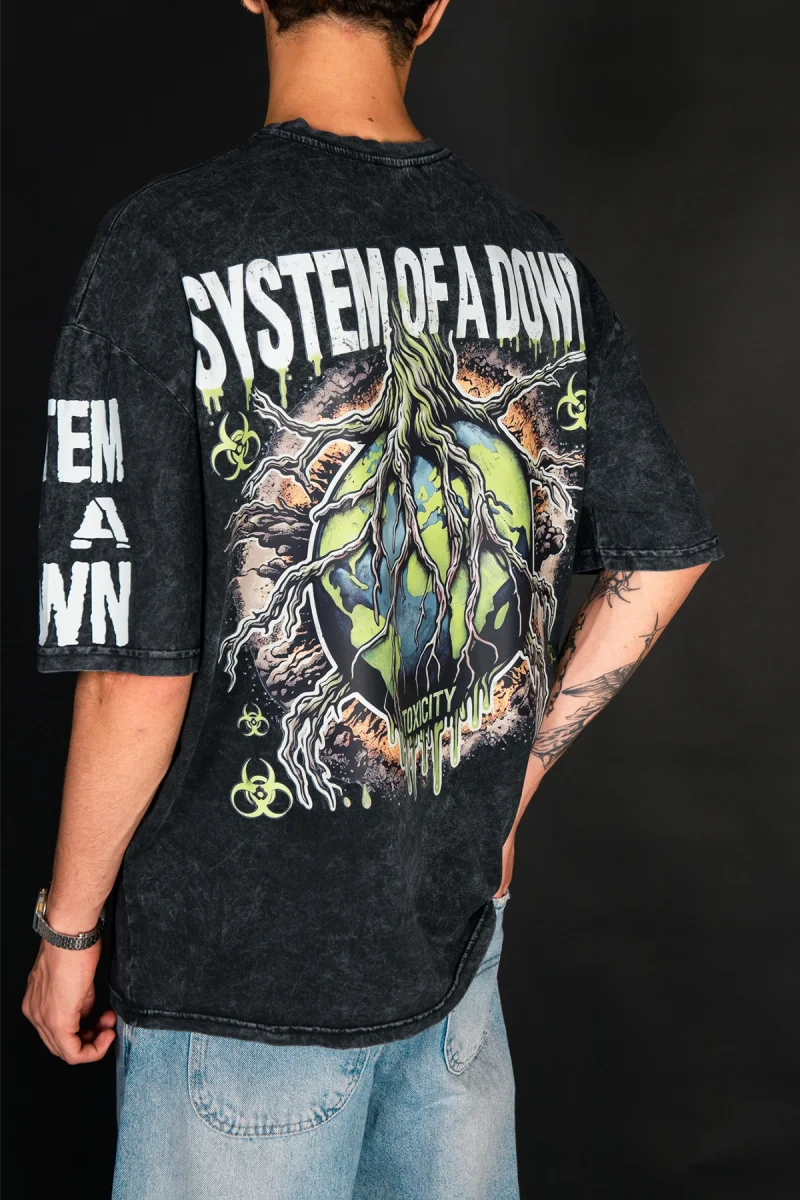 System of a Down Toxicity Vintage Yıkamalı Oversize Tişört