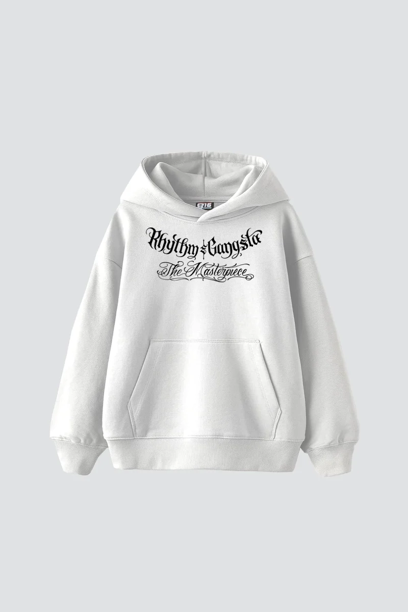 The Masterpiece Graffity Baskılı Oversize Unisex Beyaz Hoodie