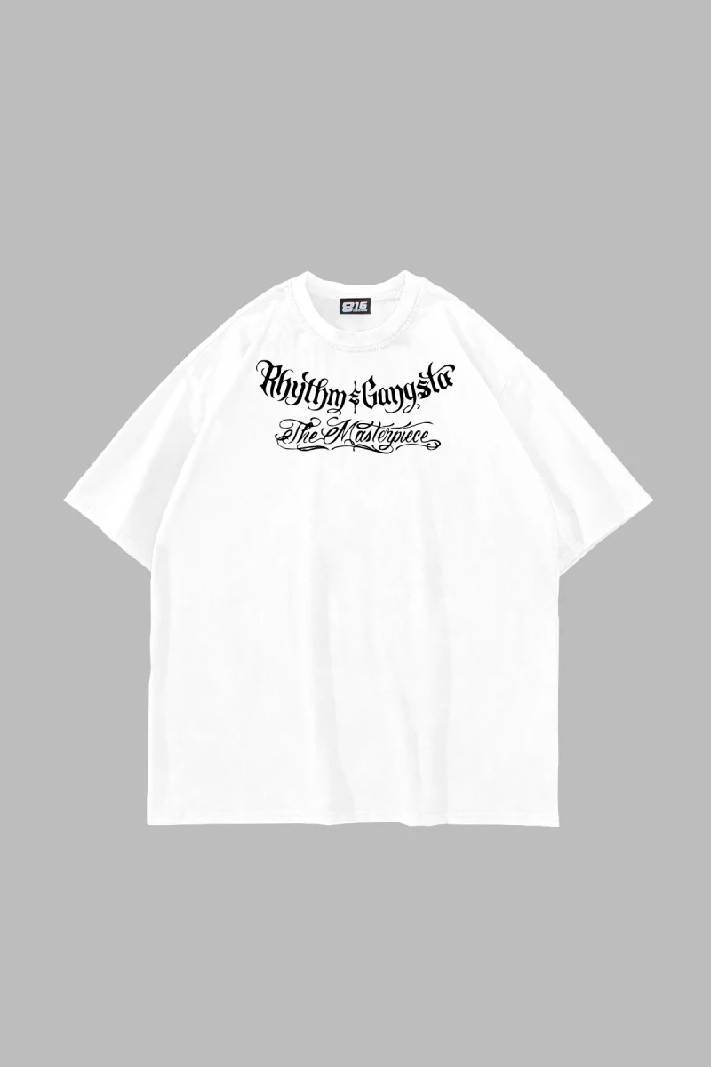 The Masterpiece Graffity Baskılı Oversize Unisex Beyaz Tshirt