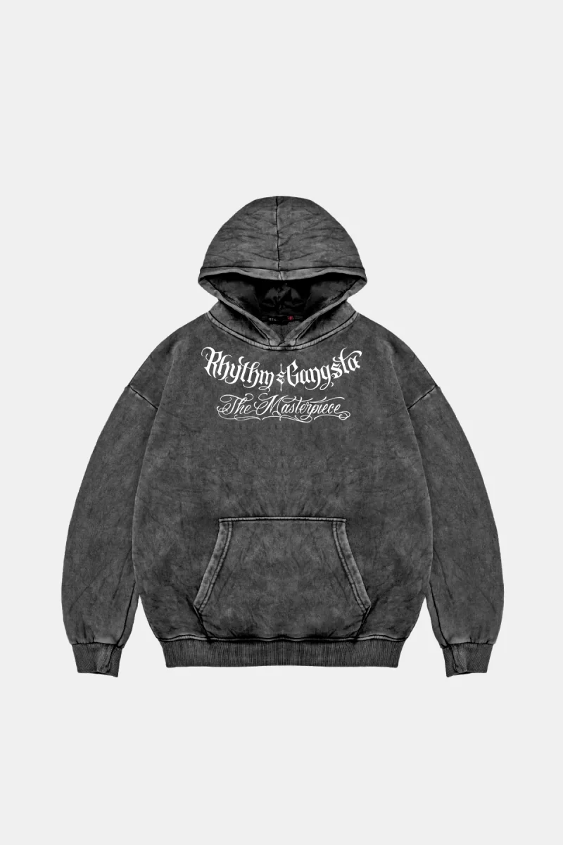 The Masterpiece Graffity Oversize Unisex Yıkamalı Siyah Hoodie