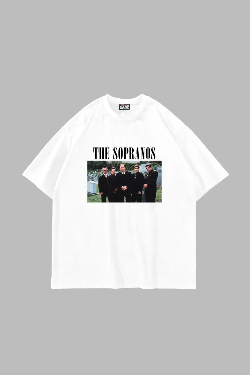 The Sopranos Graphic Baskılı Beyaz Oversize Unisex Tshirt