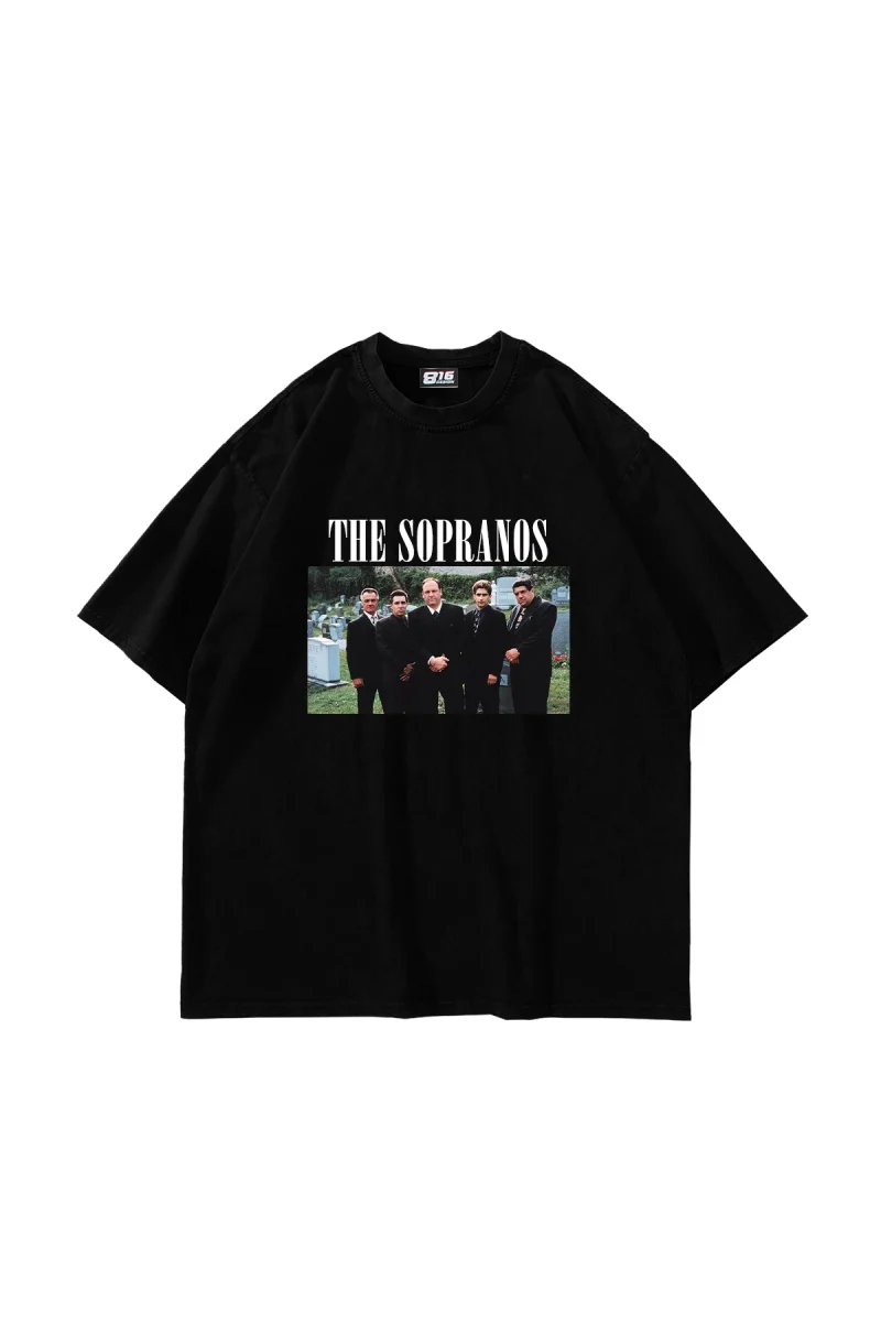 The Sopranos Graphic Baskılı Siyah Oversize Unisex Tshirt