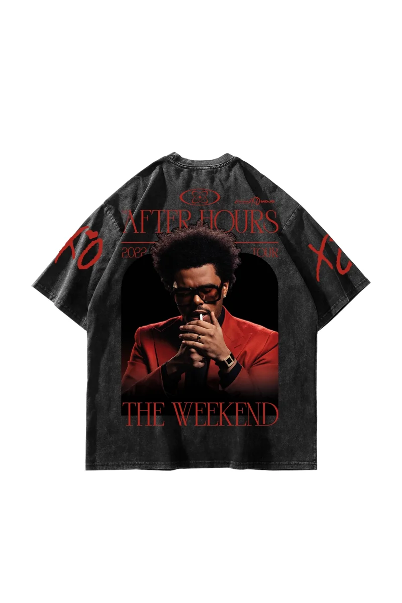 The Weeknd After Hours Siyah Yıkamalı Oversize Tişört