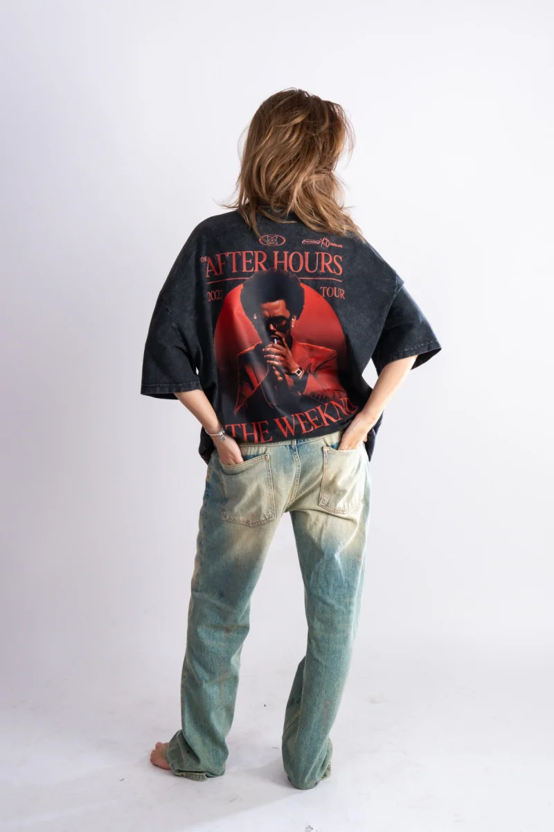 The Weeknd After Hours Siyah Yıkamalı Oversize Tişört