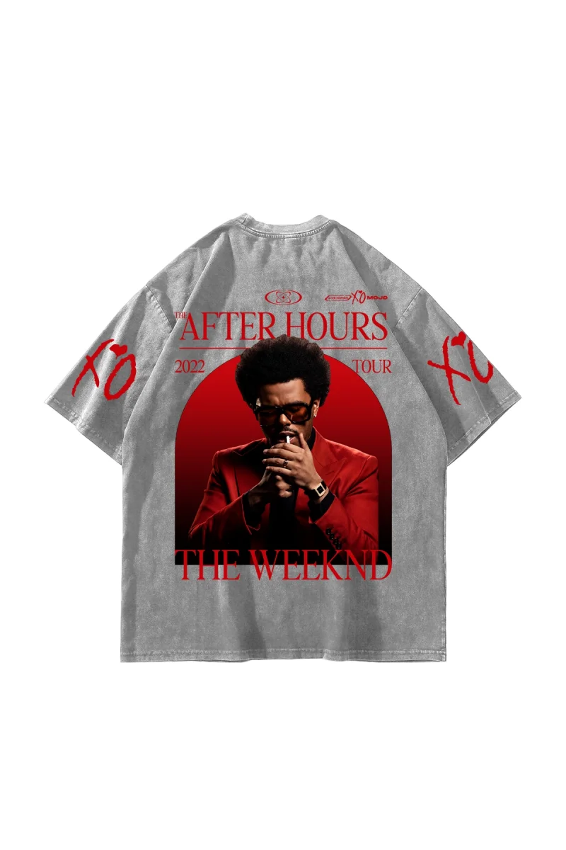 The Weeknd After Hours Yıkamalı Beyaz Oversize Tişört
