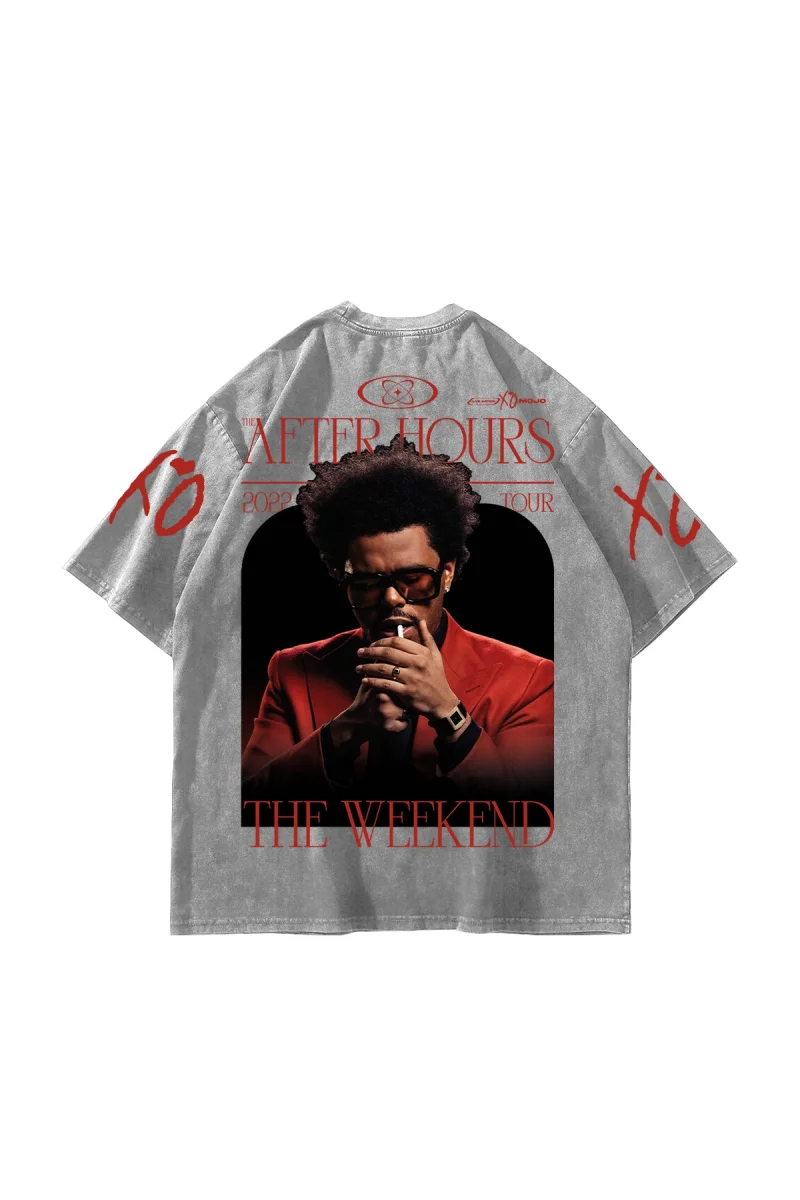 The Weeknd After Hours Yıkamalı Beyaz Oversize Tişört