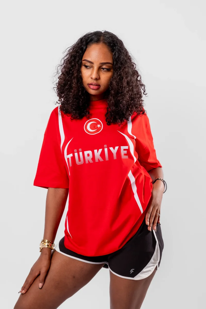 Türkiye Baskılı Baskılı Oversize Unisex Kırmızı Tshirt