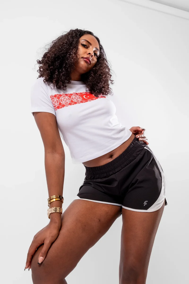 Türkiye VV2 Baskılı Beyaz Crop Top