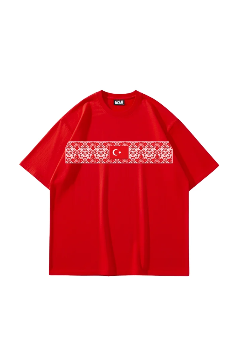 Türkiye VV2 Baskılı Oversize Unisex Kırmızı Tshirt
