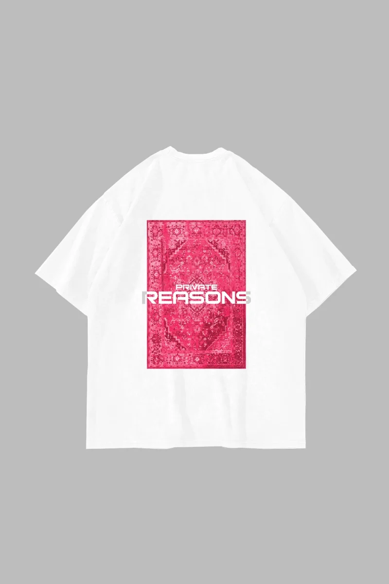 Vırtual Tracks Baskılı Oversize Unisex Beyaz Tshirt