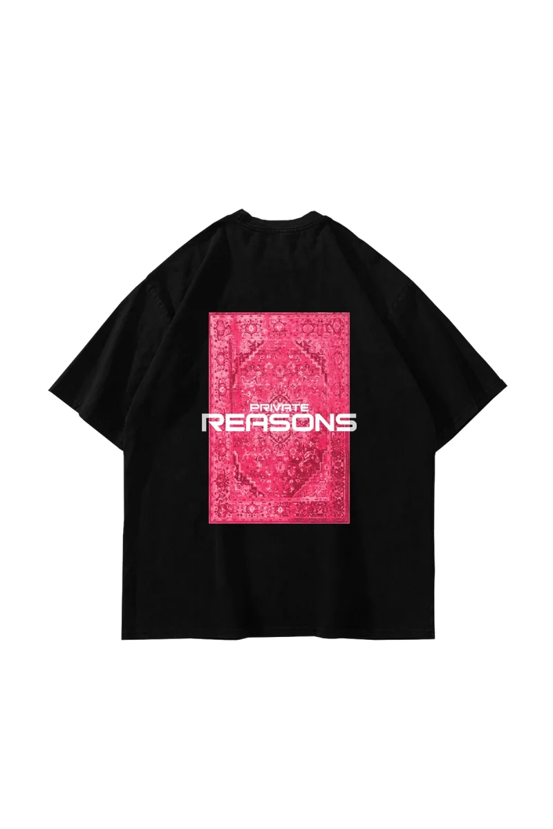 Vırtual Tracks Baskılı Oversize Unisex Siyah Tshirt