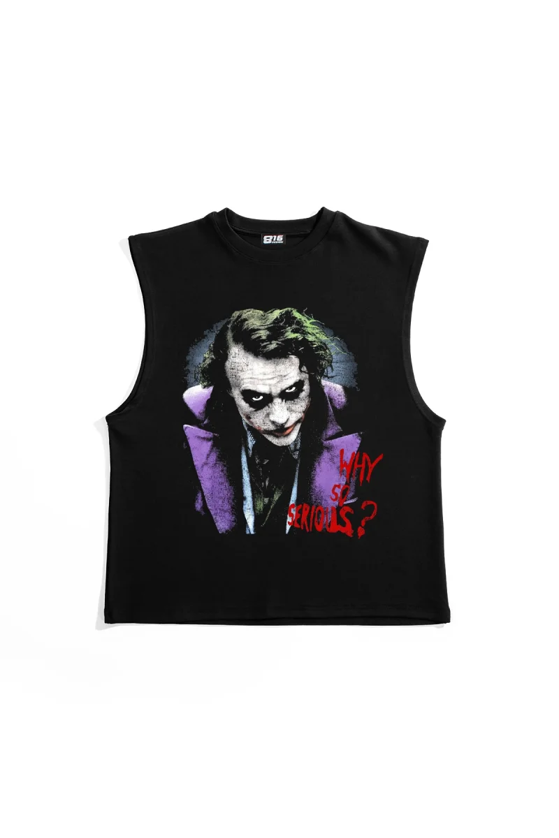 Why So Serious Baskılı Siyah Sıfır Kol Tshirt