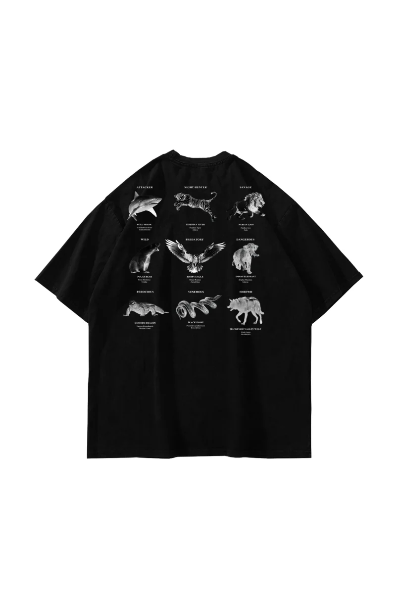 Wilderness Sırt Baskılı Oversize Unisex Siyah Tshirt