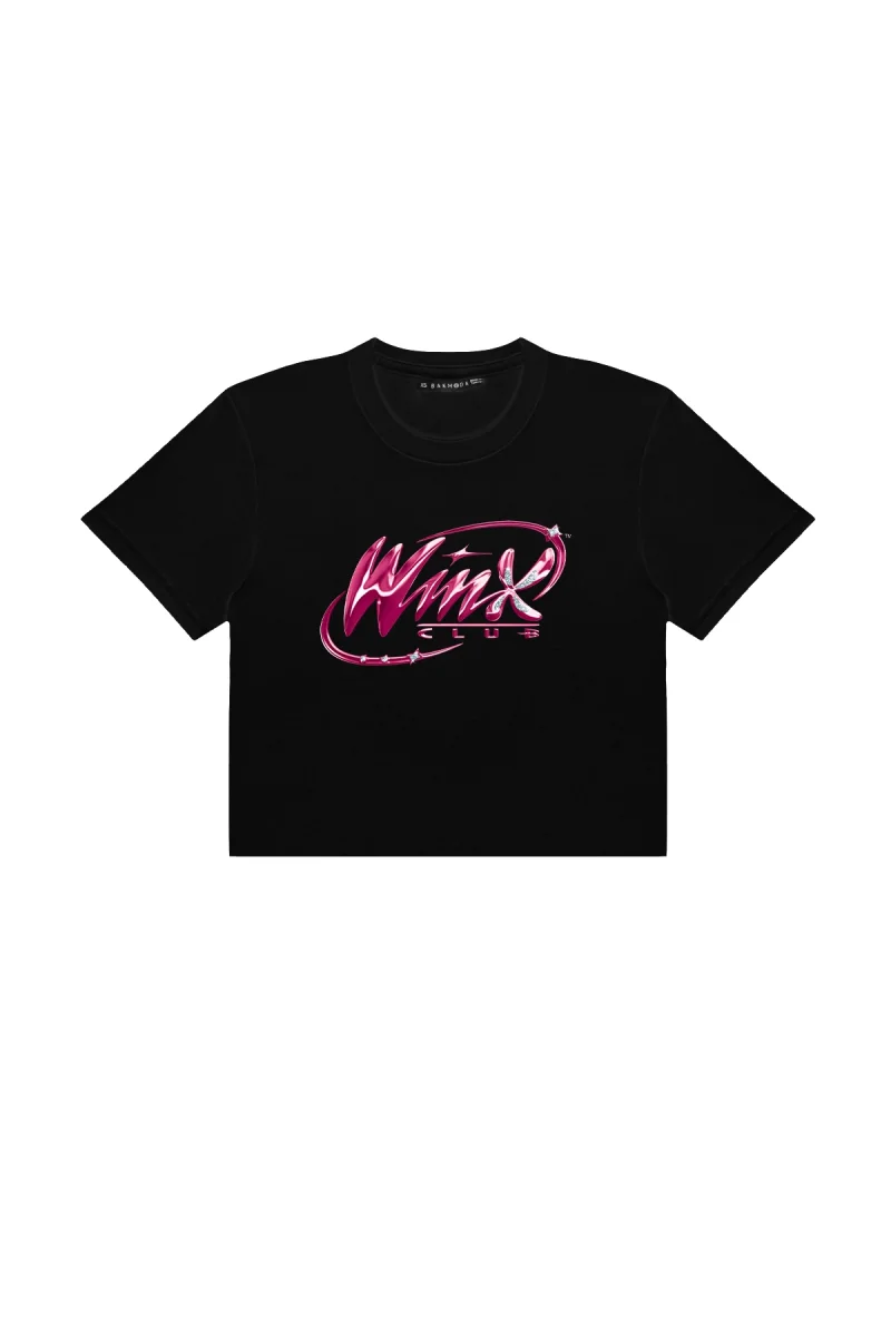 Wnx Club Baskılı Siyah Crop Top