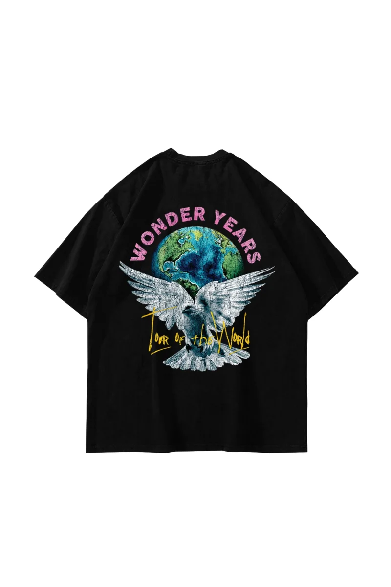 Wonder Years Baskılı Oversize Unisex Siyah Tshirt