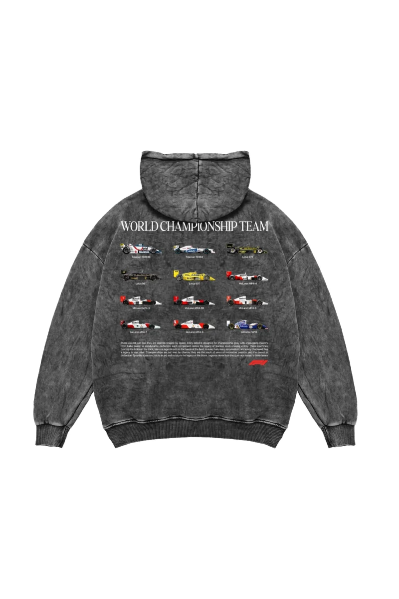 World Championship Team Oversize Unisex Yıkamalı Siyah Hoodie