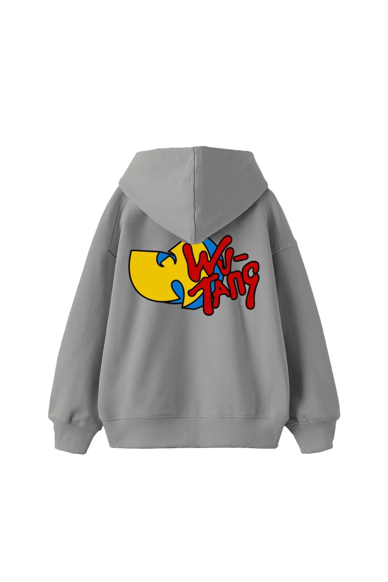 Wu Tang Baskılı Oversize Unisex Gri Hoodie